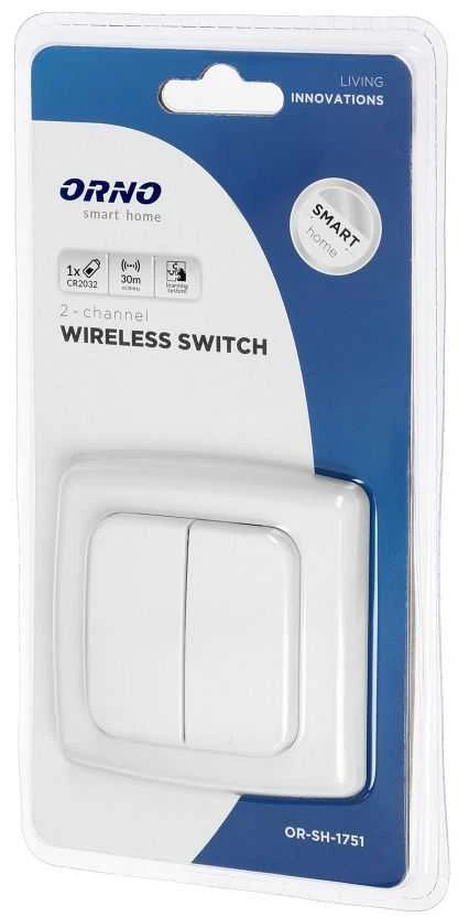 Orno Switch with 2 channels and radio transmitter, used for wireless control of flush-mounted switches and sockets (OR-SH-1751) (Atnaujinta)