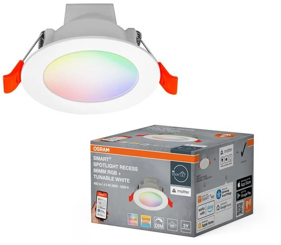 Osram 4,5W LED įleidžiamas šviestuvas SMART+ MATTER, baltas, 3000/6500K, dimeriuojamas