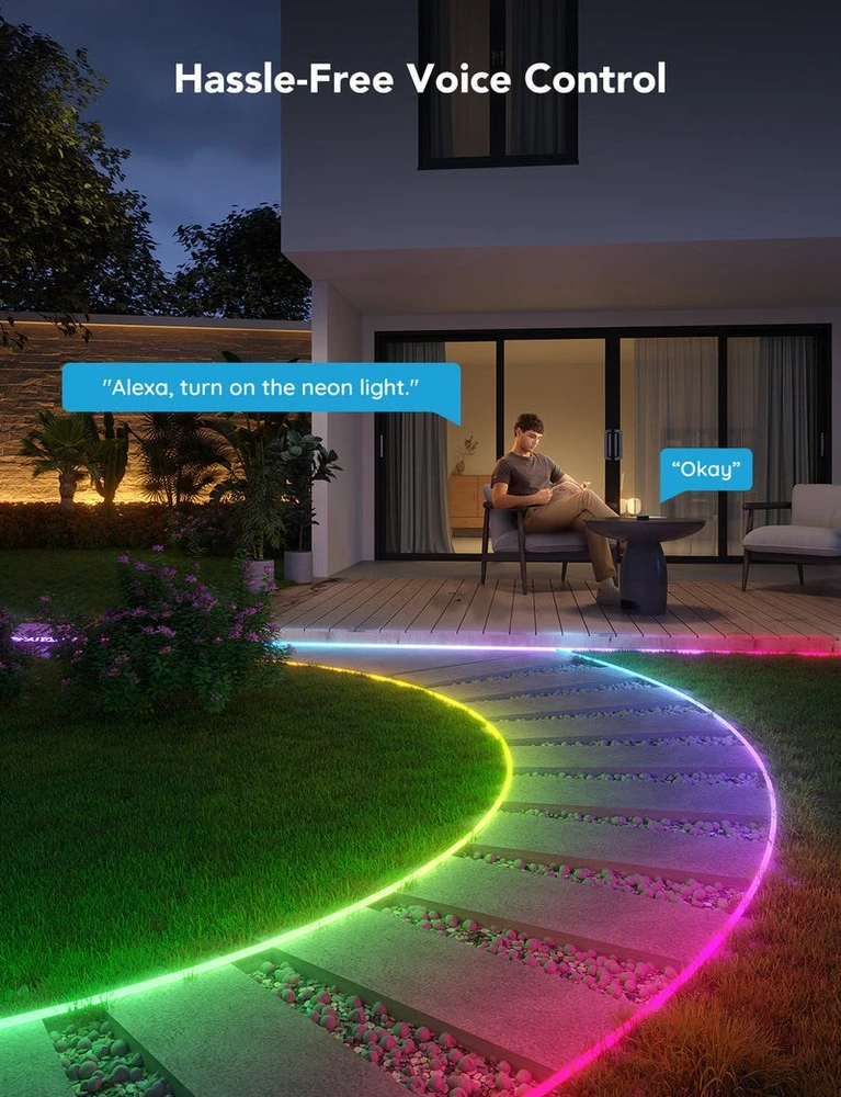 Govee H61A8 lauko neoninės LED juostelės, 10 m, su „Wi-Fi“, „Bluetooth“ ir RGBIC