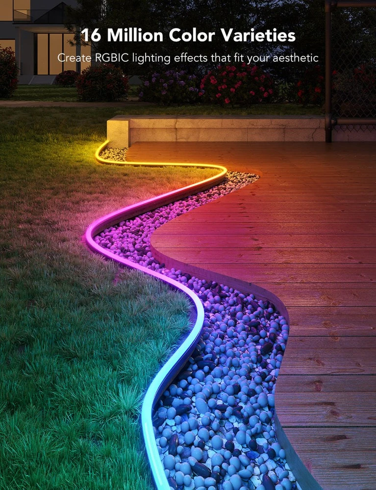 Govee H61A8 lauko neoninės LED juostelės, 10 m, su „Wi-Fi“, „Bluetooth“ ir RGBIC