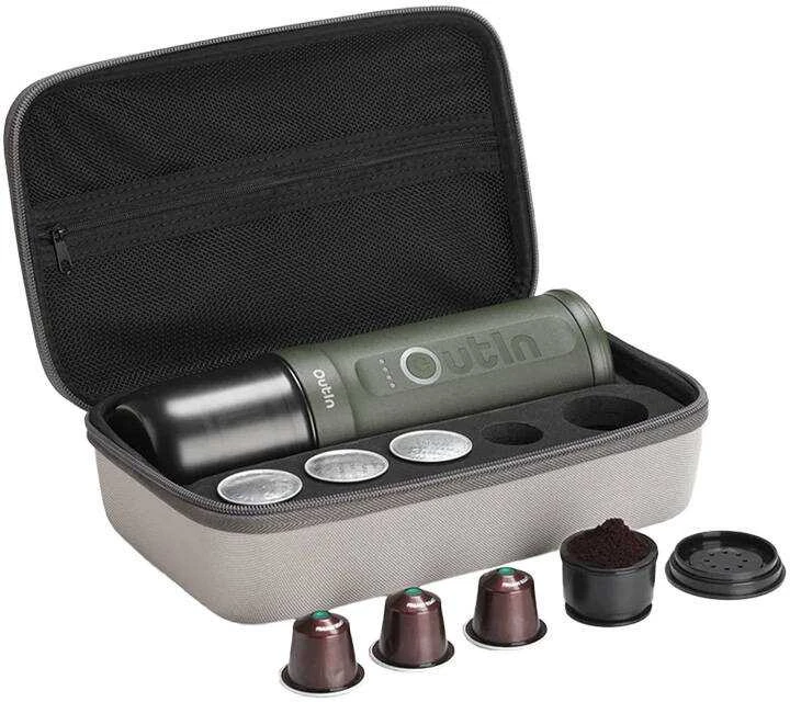 Outin Nano 7500 mAh nešiojamasis kavos virimo aparatas (žalias) + apsauginis dėklas