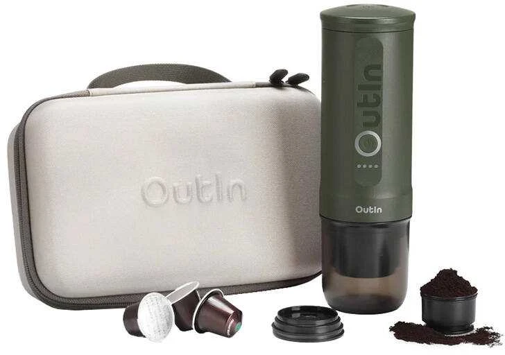 Outin Nano 7500 mAh nešiojamasis kavos virimo aparatas (žalias) + apsauginis dėklas