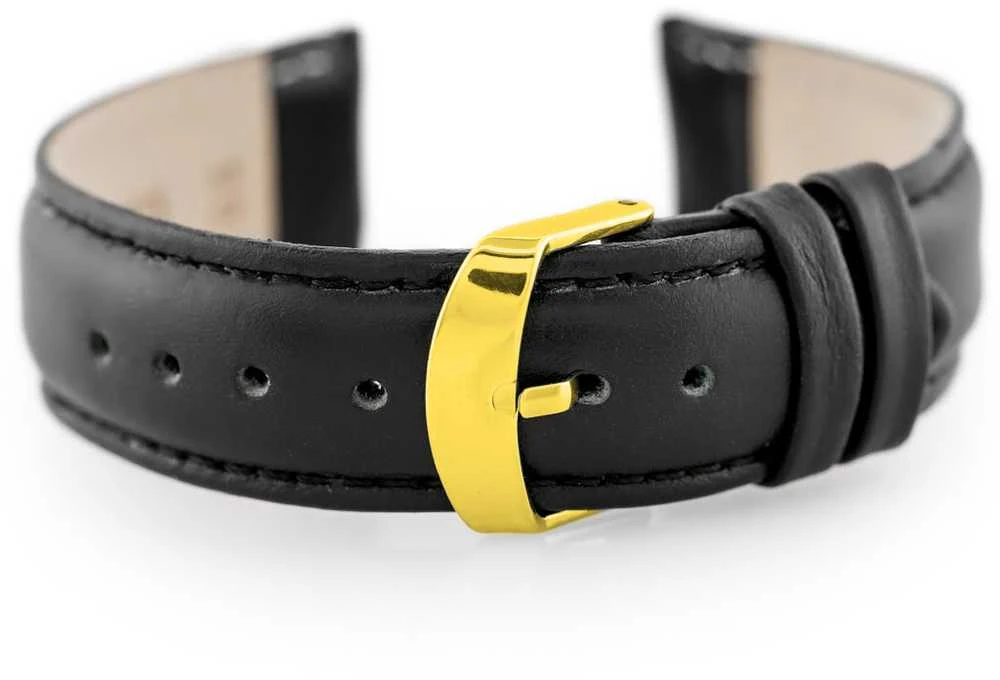 Pacific Dirželis odinė W83gold laikrodžiui - juoda - 20mm