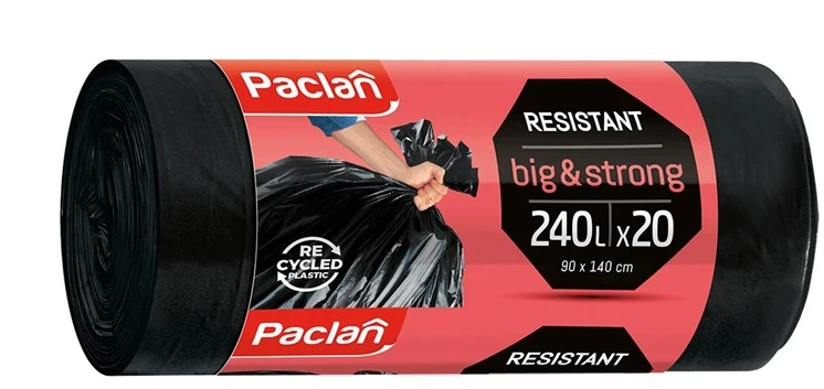 Šiukšlių maišai Paclan, 240 l, 20 vnt., 40MK