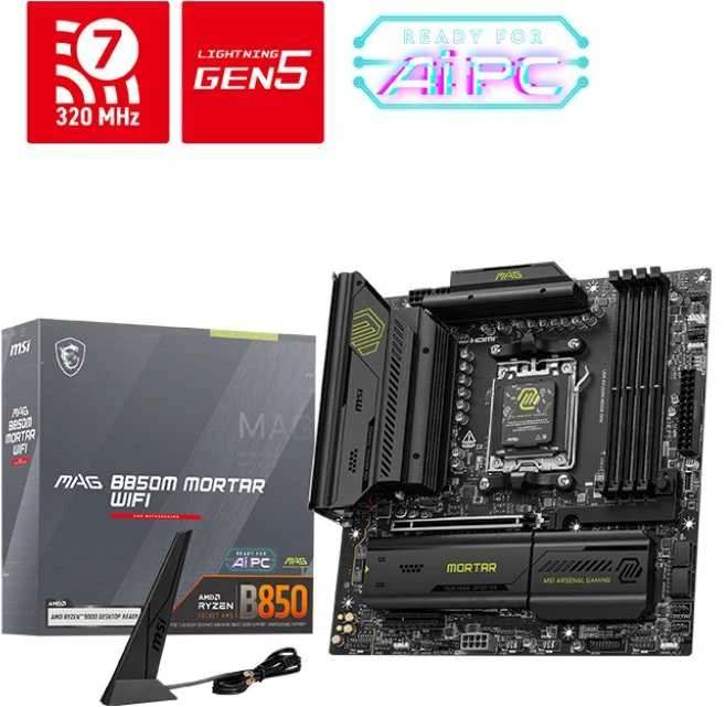 MSI MAG B850M MORTAR WIFI pagrindinė plokštė AMD B850 Lizdas AM5 micro ATX