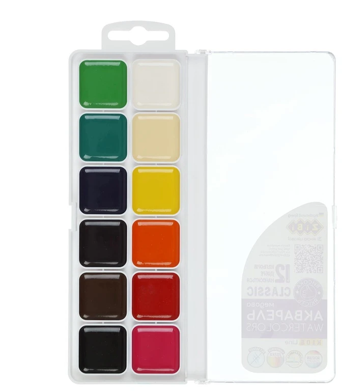 Dažai akvarelė Zibi Classic Kids, įvairių spalvų