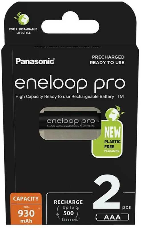 Rechargeable batteries PANASONIC ENELOOP PRO AAA 930 mAh 2 vnt (BK-4HCDE/2CP)