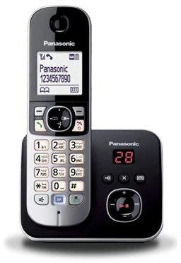 Panasonic KX-TG6821 DECT telephone Caller ID Juodas, Sidabrinis