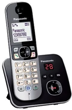 Panasonic KX-TG6821 DECT telephone Caller ID Juodas, Sidabrinis