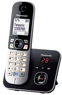 Panasonic KX-TG6821 DECT telephone Caller ID Juodas, Sidabrinis