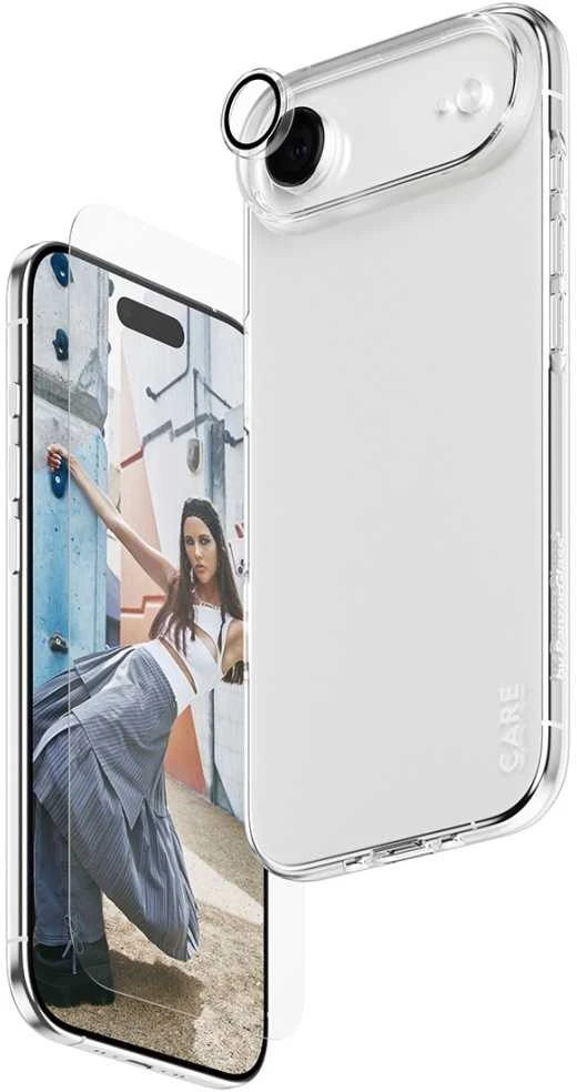 Panzer Glass „CARE by PanzerGlass“ madingas 3in1 apsauginis rinkinys: dėklas, stiklas ir objektyvas, skirtas „iPhone Air“