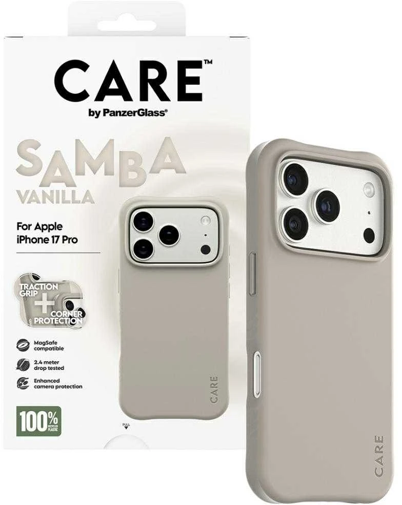„Panzer Glass CARE by PanzerGlass“ madingas „Samba MagSafe“ dėklas, skirtas „iPhone 17 Pro“ – pilkas