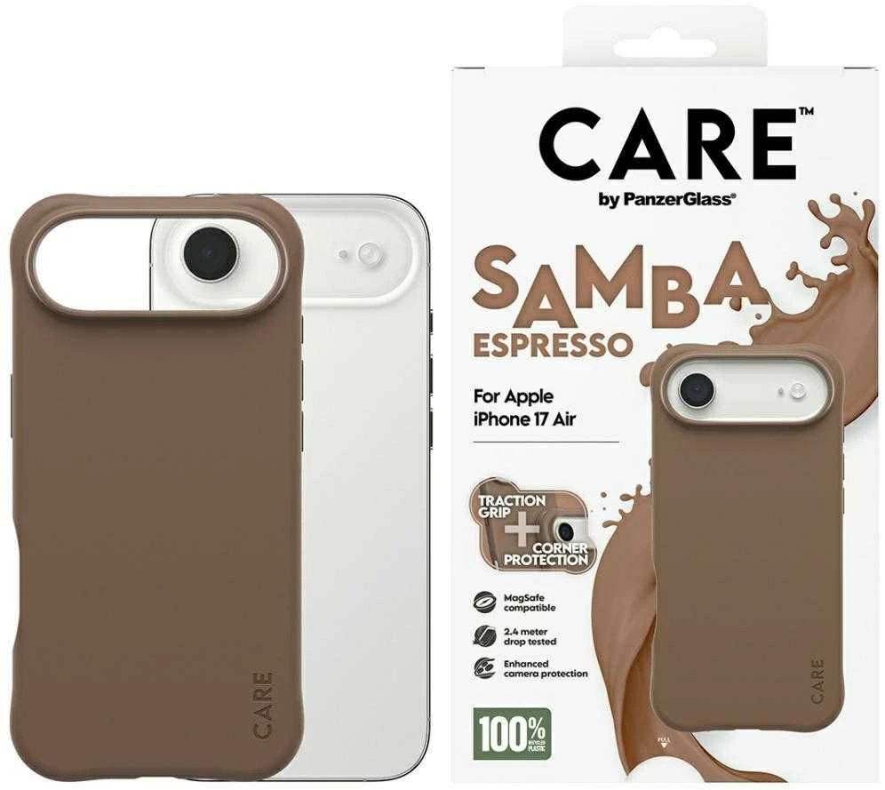 „Panzer Glass CARE by PanzerGlass“ madingas „Samba MagSafe“ dėklas, skirtas „iPhone Air“ – rudas