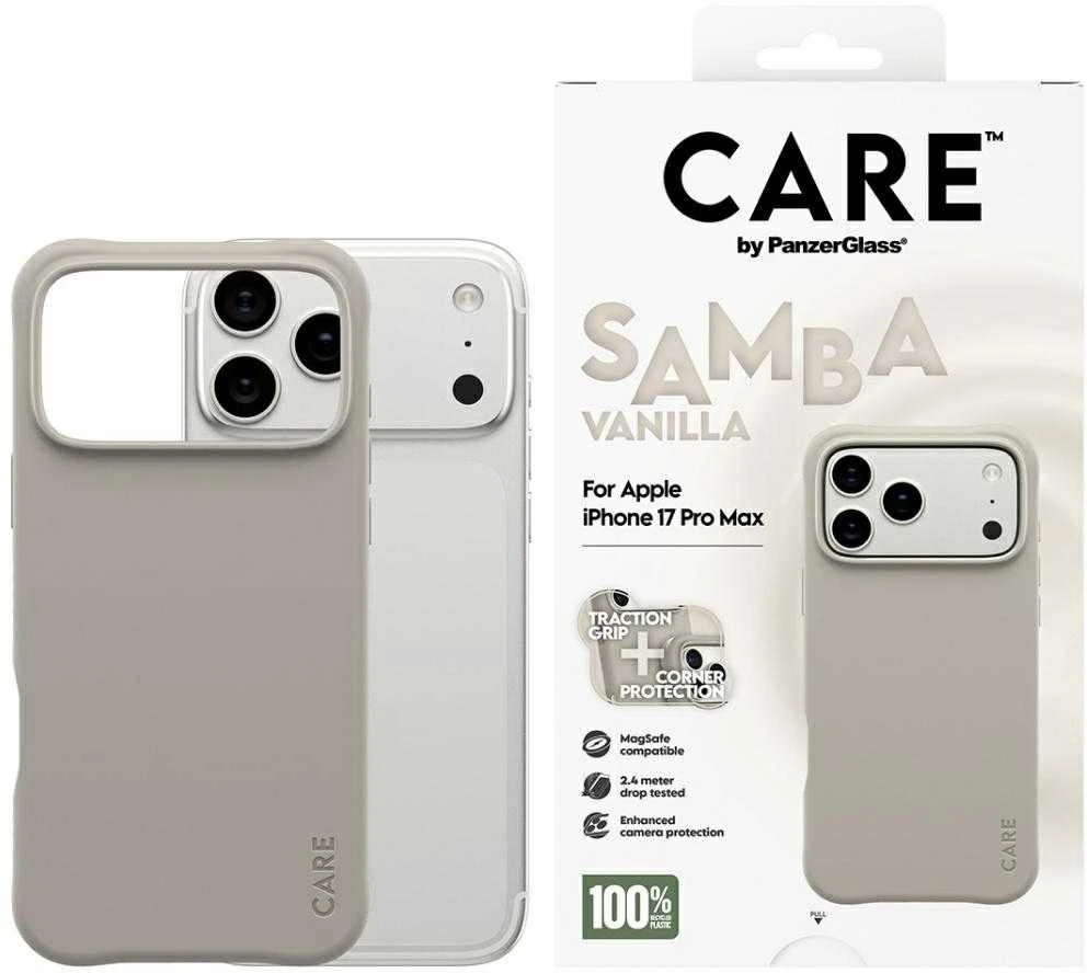 „Panzer Glass CARE by PanzerGlass“ madingas „Samba MagSafe“ dėklas, skirtas „iPhone 17 Pro Max“ – pilkas