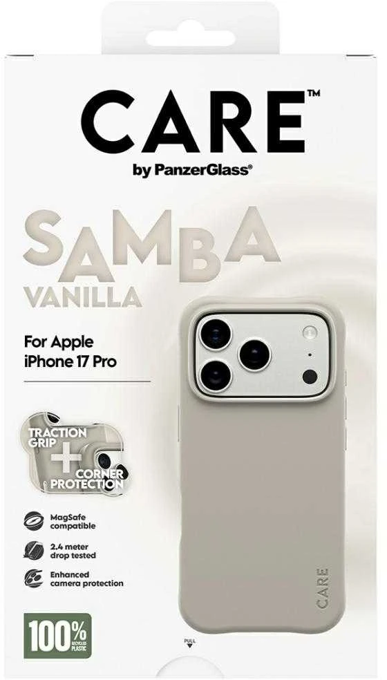 „Panzer Glass CARE by PanzerGlass“ madingas „Samba MagSafe“ dėklas, skirtas „iPhone 17 Pro“ – pilkas