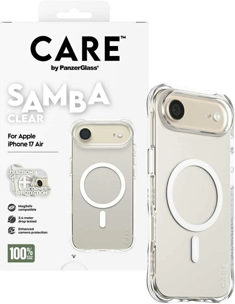 „Panzer Glass CARE by PanzerGlass“ madingas „Samba“ dėklas su „Baltas MagSafe“, skirtas „iPhone Air“ – permatomas