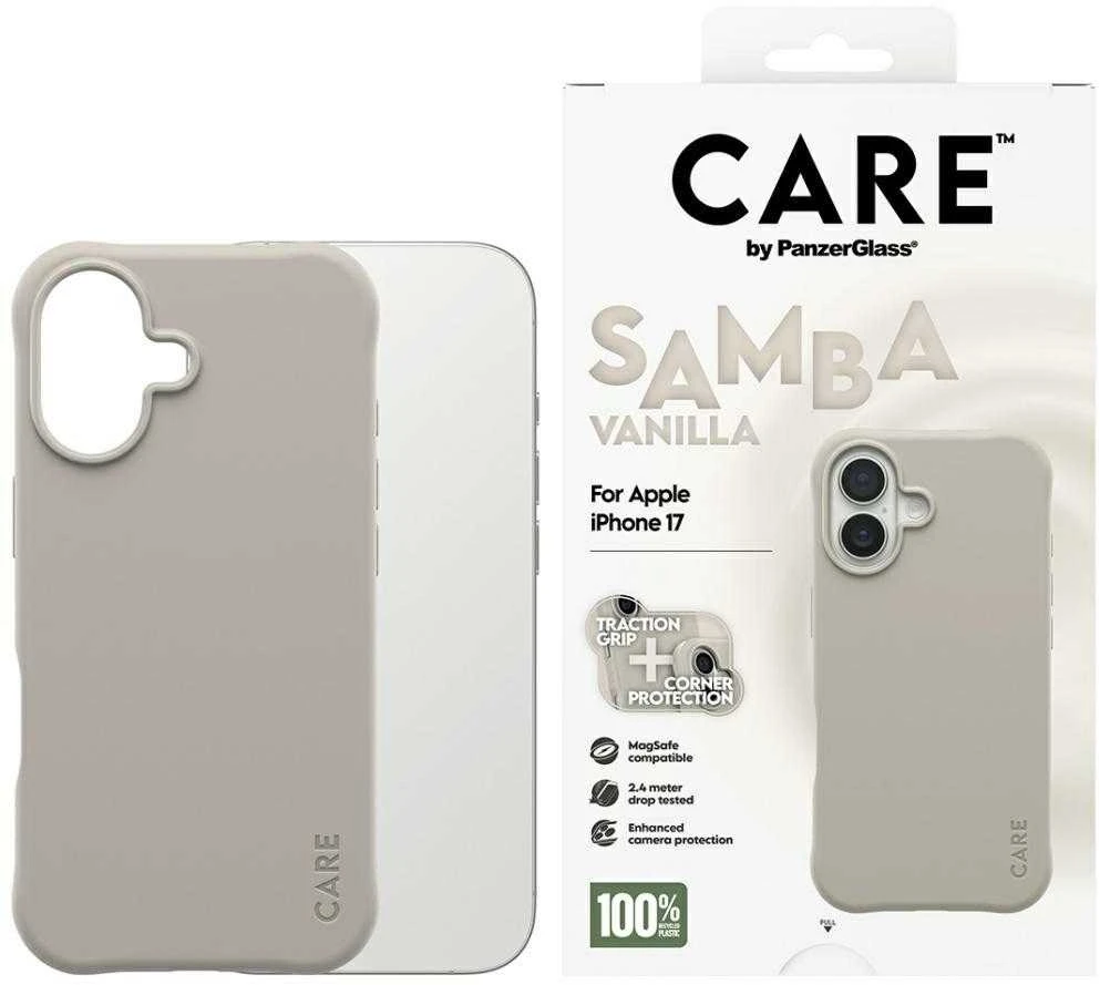 „Panzer Glass CARE by PanzerGlass“ madingas „Samba MagSafe“ dėklas, skirtas „iPhone 17“ – pilkas