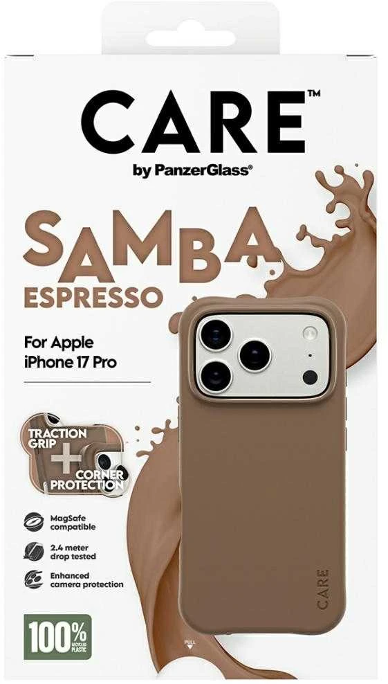 „Panzer Glass CARE by PanzerGlass“ madingas „Samba MagSafe“ dėklas, skirtas „iPhone 17 Pro“ – rudas