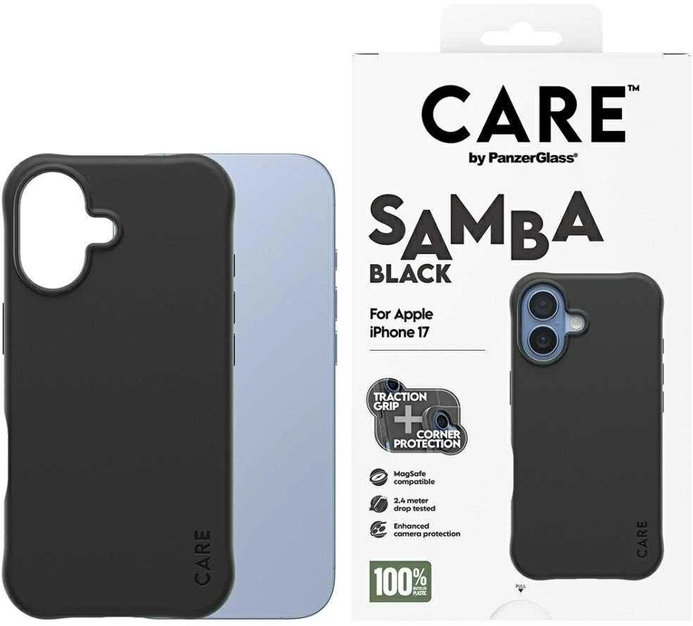 „Panzer Glass CARE by PanzerGlass“ madingas „Samba MagSafe“ dėklas, skirtas „iPhone 17“ – Juodas