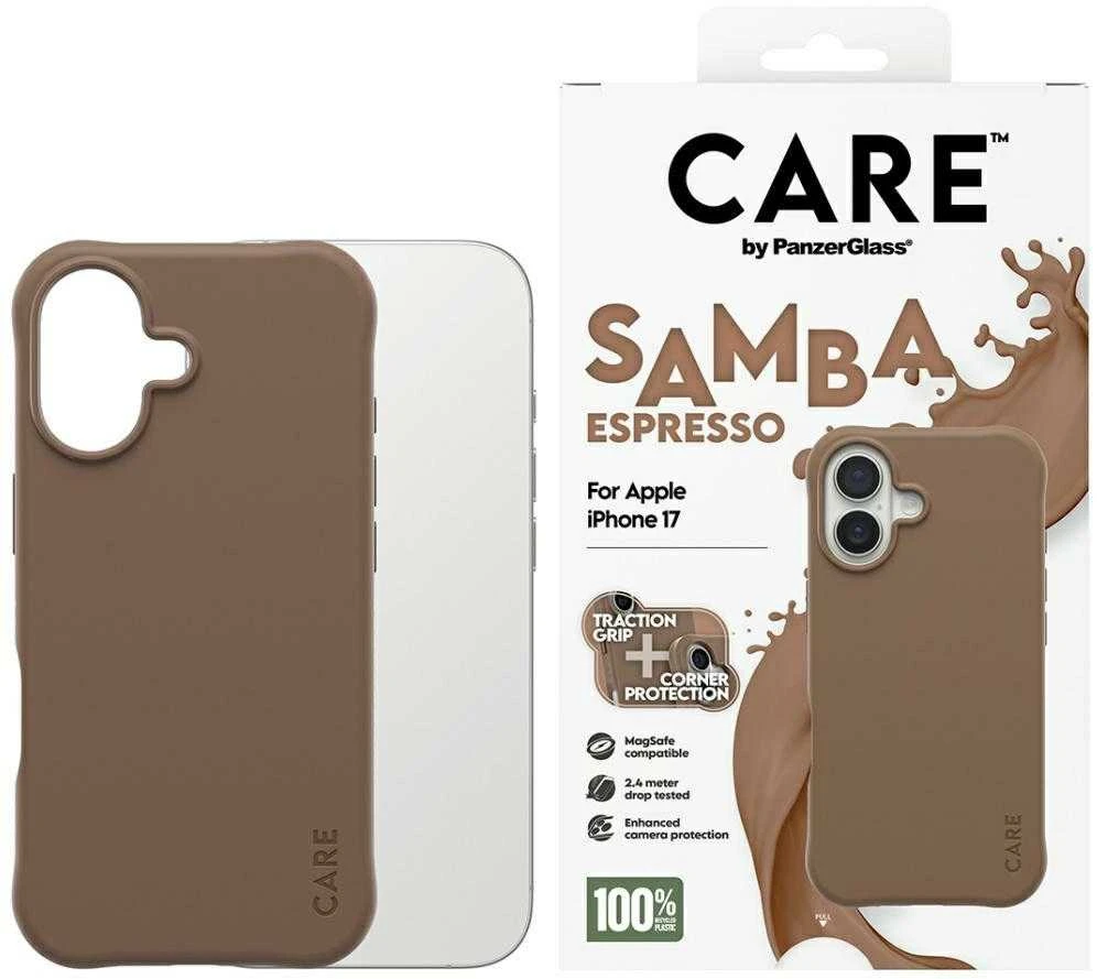 „Panzer Glass CARE by PanzerGlass“ madingas „Samba MagSafe“ dėklas, skirtas „iPhone 17“ – rudas