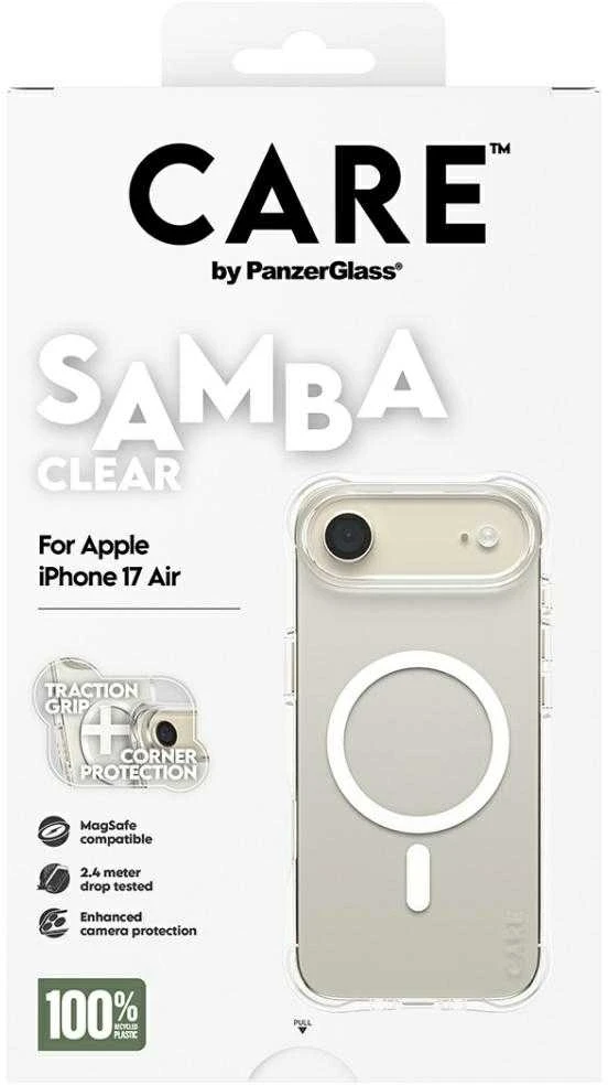 „Panzer Glass CARE by PanzerGlass“ madingas „Samba“ dėklas su „Baltas MagSafe“, skirtas „iPhone Air“ – permatomas