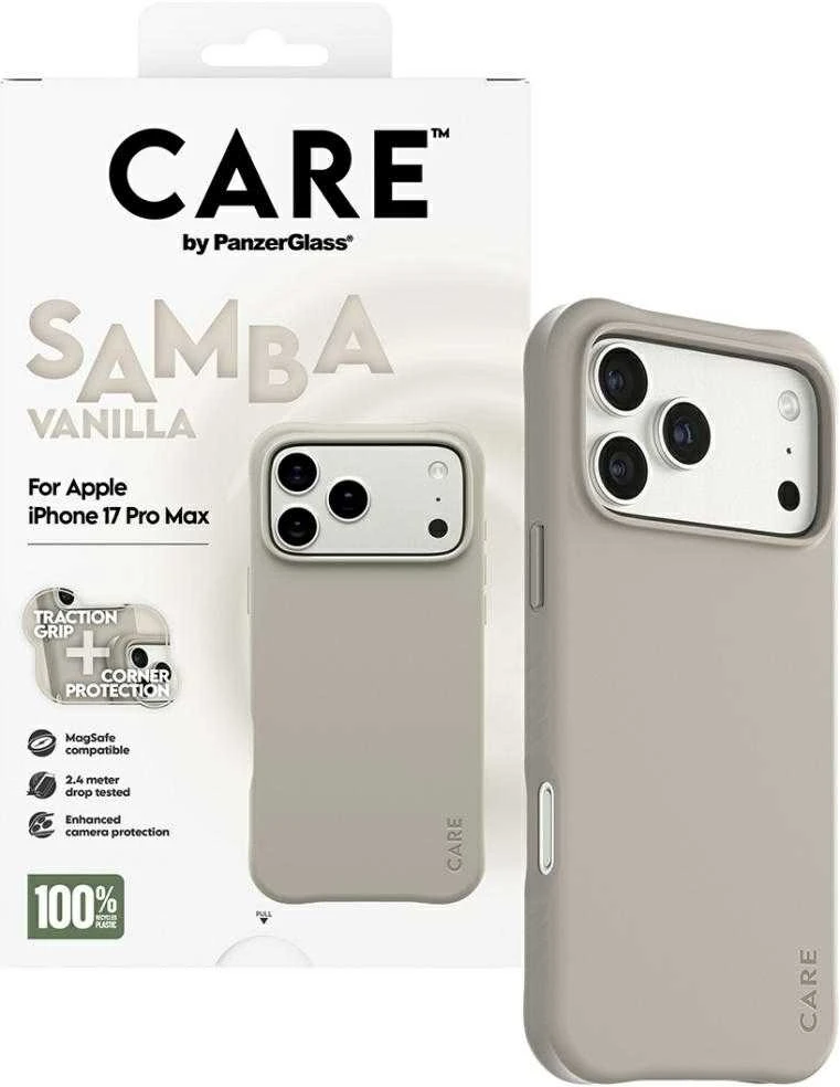 „Panzer Glass CARE by PanzerGlass“ madingas „Samba MagSafe“ dėklas, skirtas „iPhone 17 Pro Max“ – pilkas