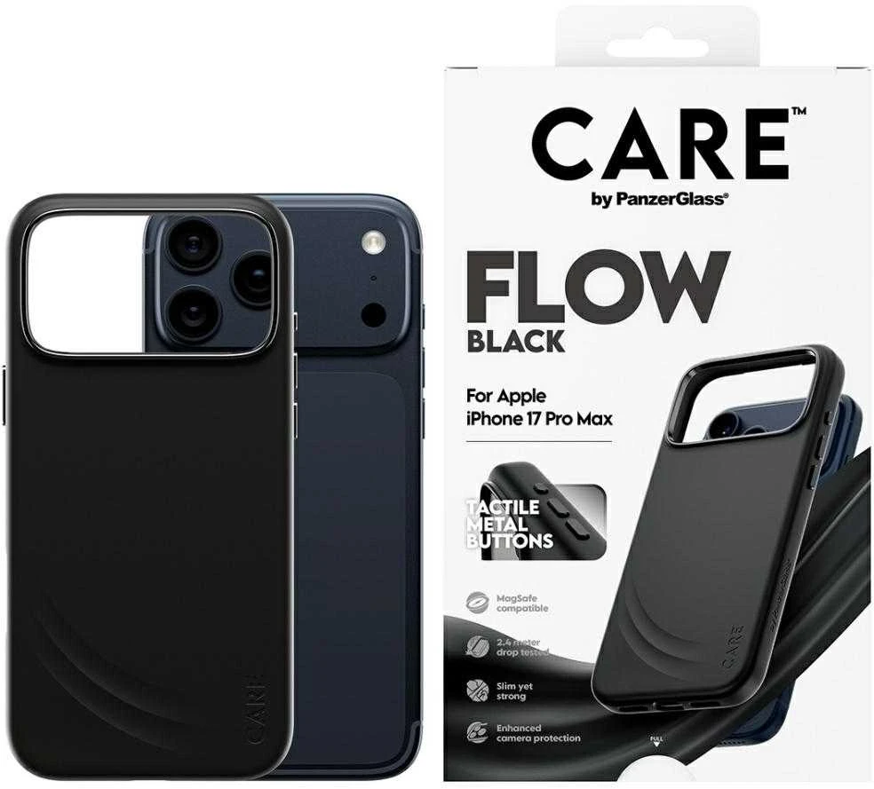 „Panzer Glass CARE by PanzerGlass“ su „FLOW MagSafe“ dėklu, skirtu „iPhone 17 Pro Max“ – Juodas