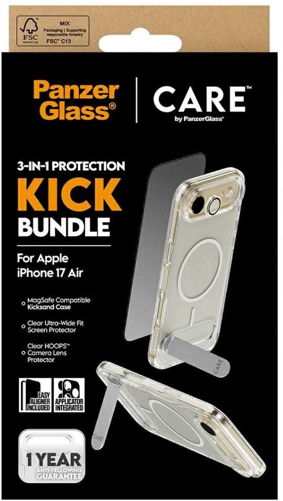 Panzer Glass „CARE by PanzerGlass“ „Feature Kick 3in1“ dėklas + stiklas + objektyvas, skirtas „iPhone Air“
