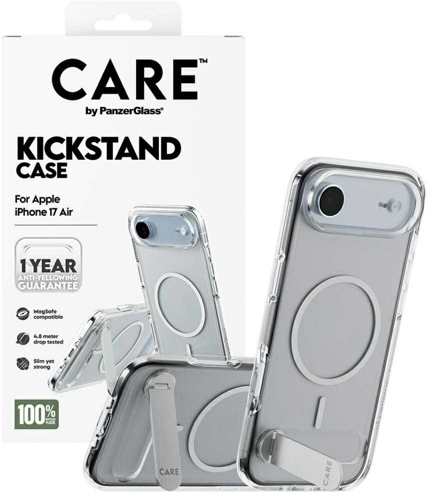 „Panzer Glass CARE by PanzerGlass“ apsauginis dėklas su atramėle „MagSafe“, skirtas „iPhone Air“ – skaidrus