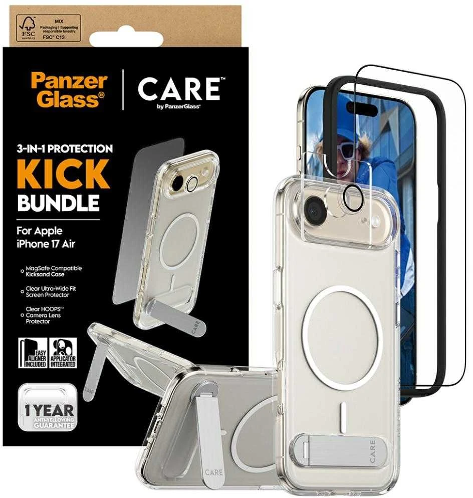 Panzer Glass „CARE by PanzerGlass“ „Feature Kick 3in1“ dėklas + stiklas + objektyvas, skirtas „iPhone Air“