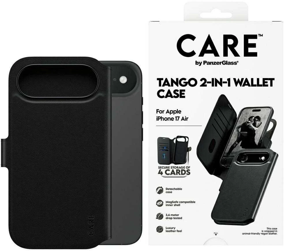 „Panzer Glass CARE by PanzerGlass Feature Tango 2in1“ piniginės dėklas su „MagSafe“ plokšte, skirtas „iPhone Air“ - Juodas