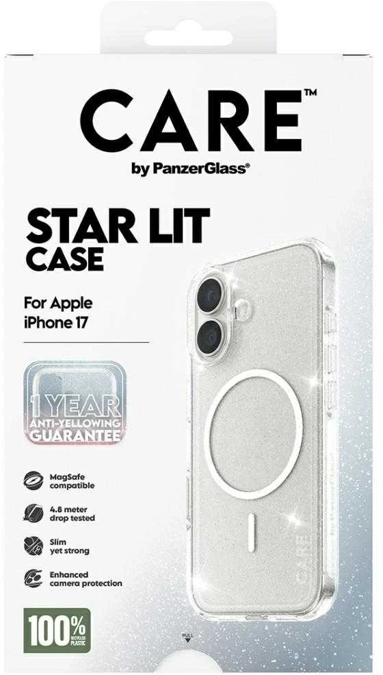 „Panzer Glass CARE by PanzerGlass“ flagmaninis „Urban Explorer“ dėklas su „Baltas MagSafe“, skirtas „iPhone 17“ – skaidrūs blizgučiai