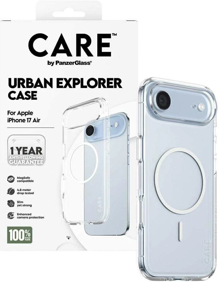 „Panzer Glass CARE by PanzerGlass“ flagmaninis „Urban Explorer“ dėklas su „Baltas MagSafe“, skirtas „iPhone Air“ – permatomas