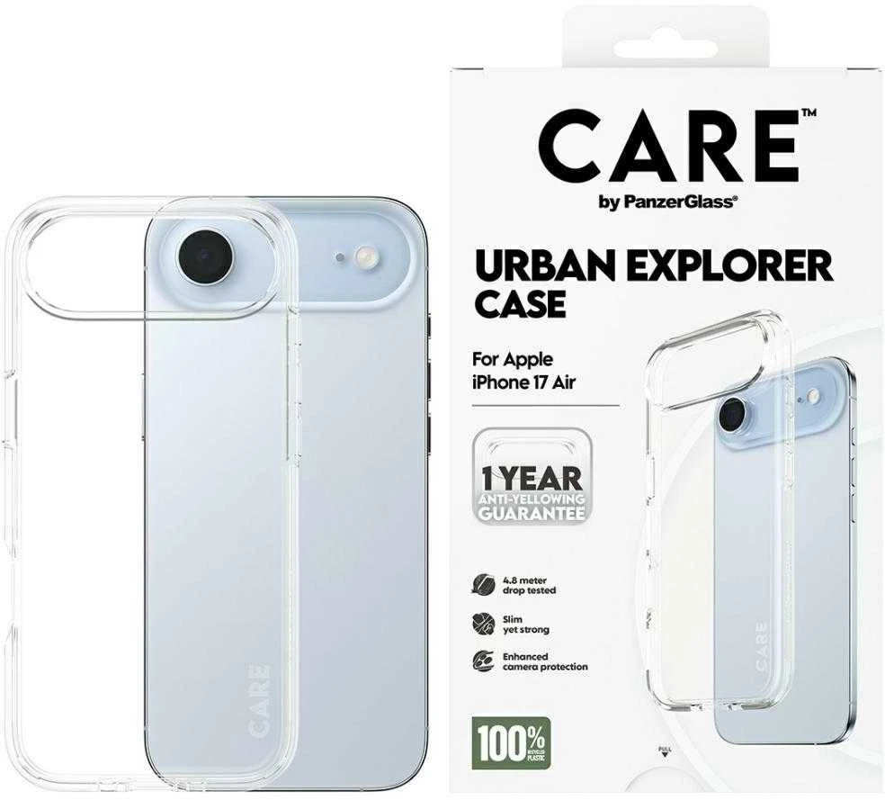 „Panzer Glass CARE by PanzerGlass“ flagmano „Urban Explorer“ dėklas su skaidriu rėmeliu, skirtas „iPhone Air“ – permatomas