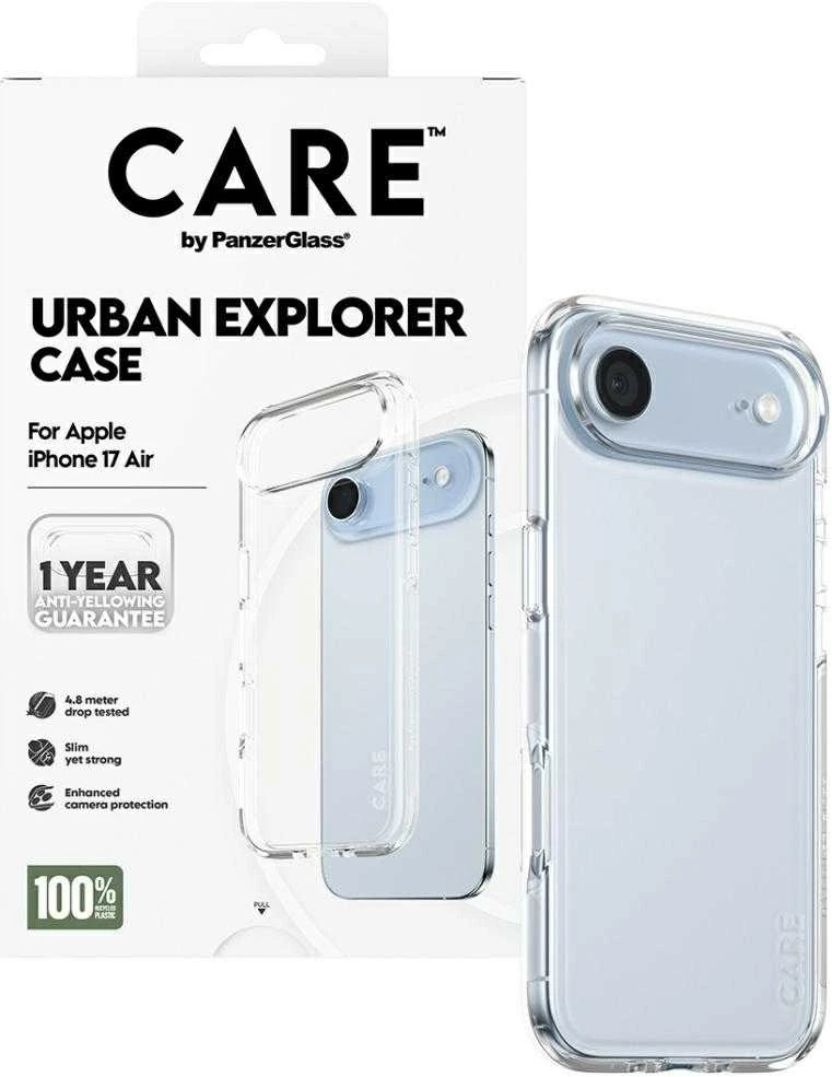 „Panzer Glass CARE by PanzerGlass“ flagmano „Urban Explorer“ dėklas su skaidriu rėmeliu, skirtas „iPhone Air“ – permatomas