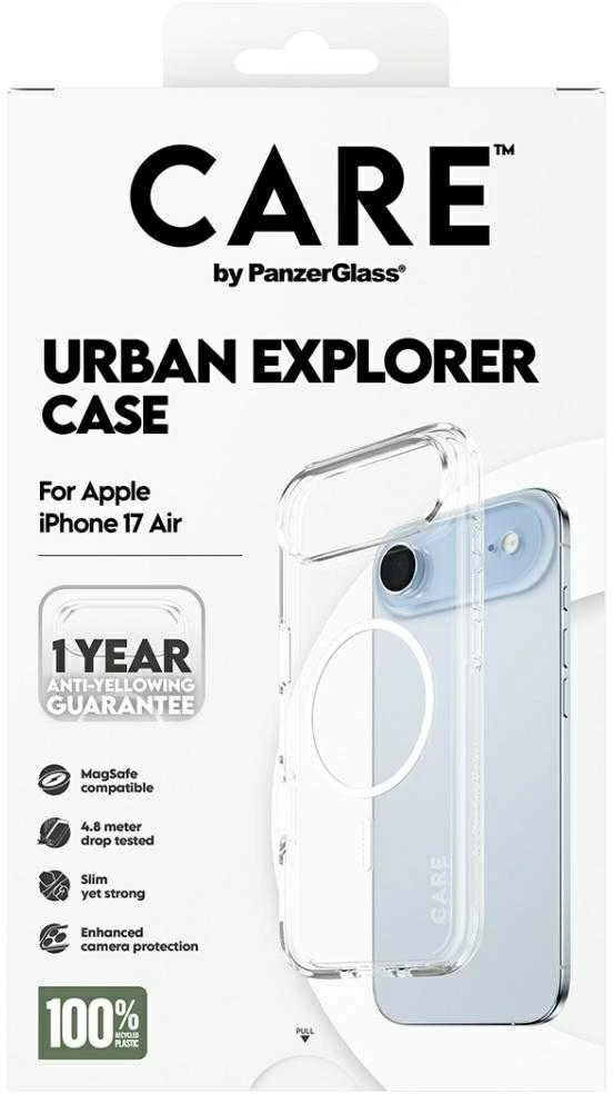 „Panzer Glass CARE by PanzerGlass“ flagmaninis „Urban Explorer“ dėklas su „Baltas MagSafe“, skirtas „iPhone Air“ – permatomas