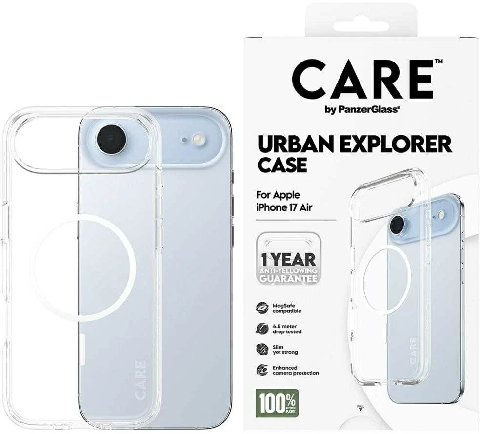 „Panzer Glass CARE by PanzerGlass“ flagmaninis „Urban Explorer“ dėklas su „Baltas MagSafe“, skirtas „iPhone Air“ – permatomas