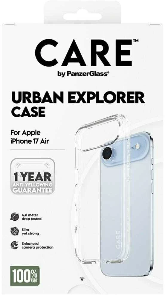 „Panzer Glass CARE by PanzerGlass“ flagmano „Urban Explorer“ dėklas su skaidriu rėmeliu, skirtas „iPhone Air“ – permatomas