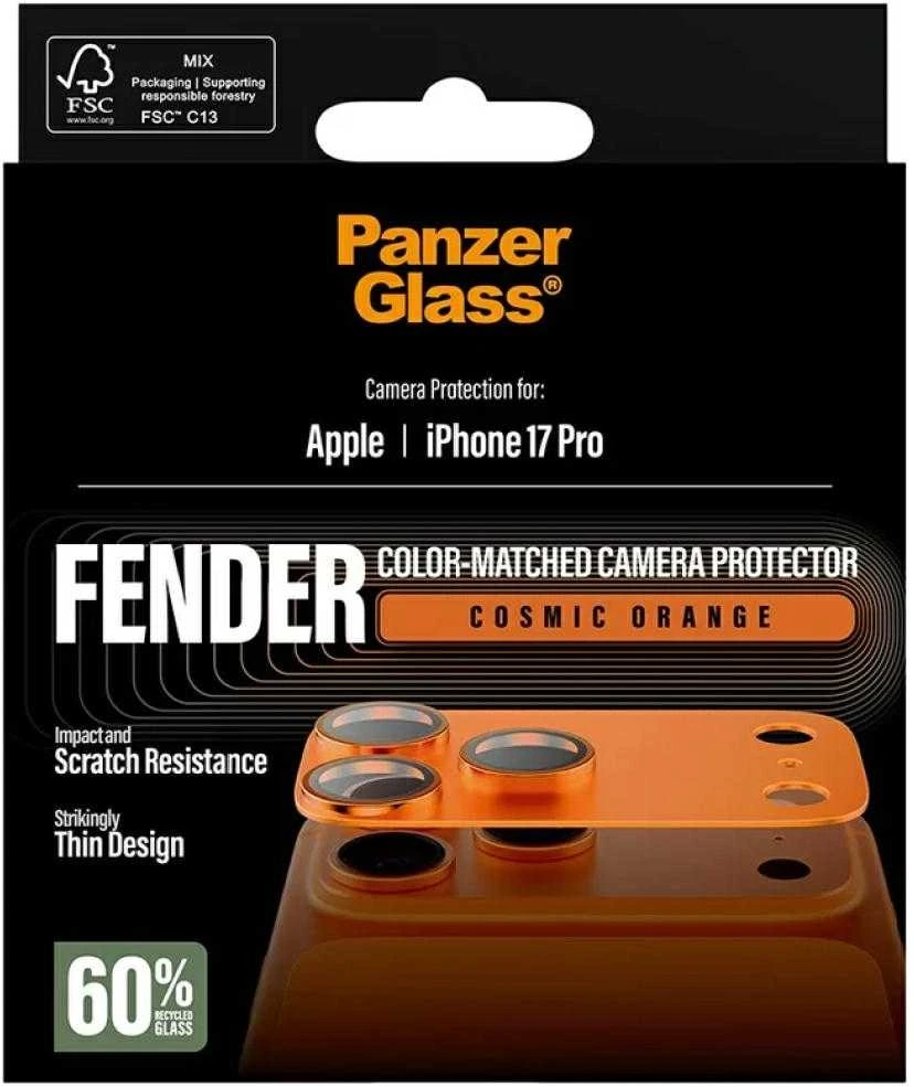 „Panzer Glass PanzerGlass Fender“ kameros apsauga su grūdinto stiklo lęšiu, skirta „iPhone 17 Pro“ - oranžinis