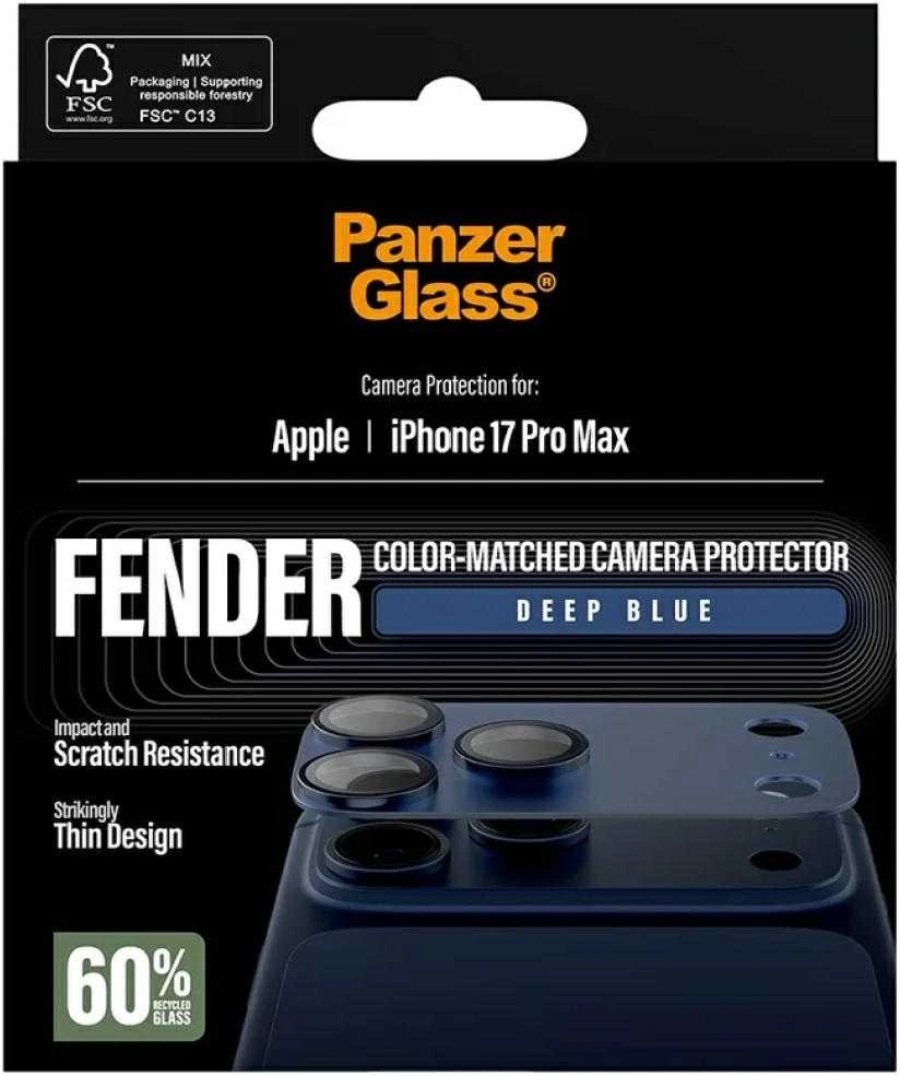 „Panzer Glass PanzerGlass Fender“ kameros apsauginis grūdinto stiklo objektyvo ekrano apsauginis dėklas, skirtas „iPhone 17 Pro Max“ - Mėlyna