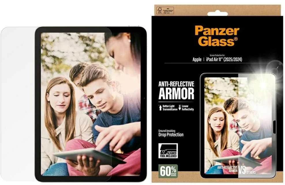 Panzer Glass „PanzerGlass“ itin plataus skersmens grūdinto stiklo apsauginis stiklas „iPad Air 11" 2025“ (7-osios kartos) / „iPad Air 11" 2024“ (6-osios kartos) planšetiniam kompiuteriui