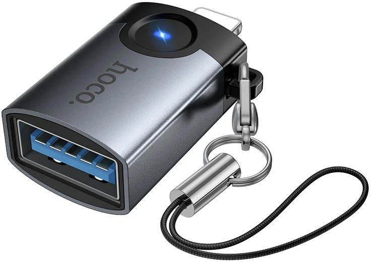 Adapteris OTG Lightning į USB A Hoco UA46 Victory pilkas