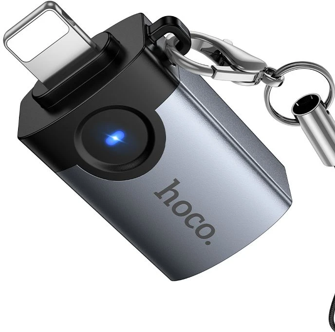 Adapteris OTG Lightning į USB A Hoco UA46 Victory pilkas