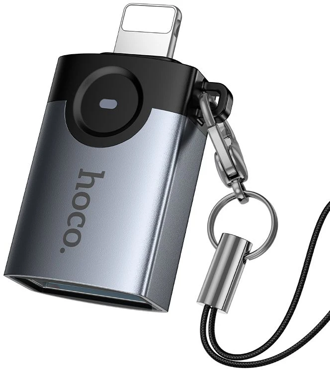 Adapteris OTG Lightning į USB A Hoco UA46 Victory pilkas