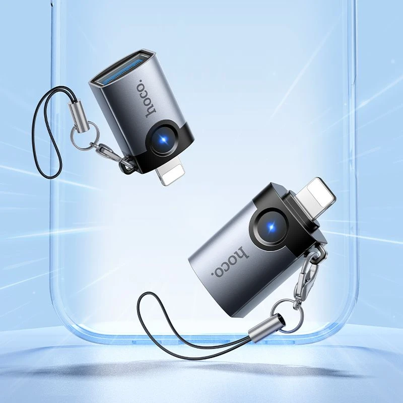 Adapteris OTG Lightning į USB A Hoco UA46 Victory pilkas