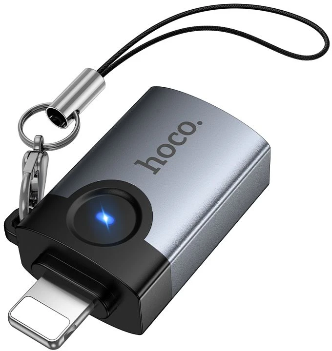 Adapteris OTG Lightning į USB A Hoco UA46 Victory pilkas