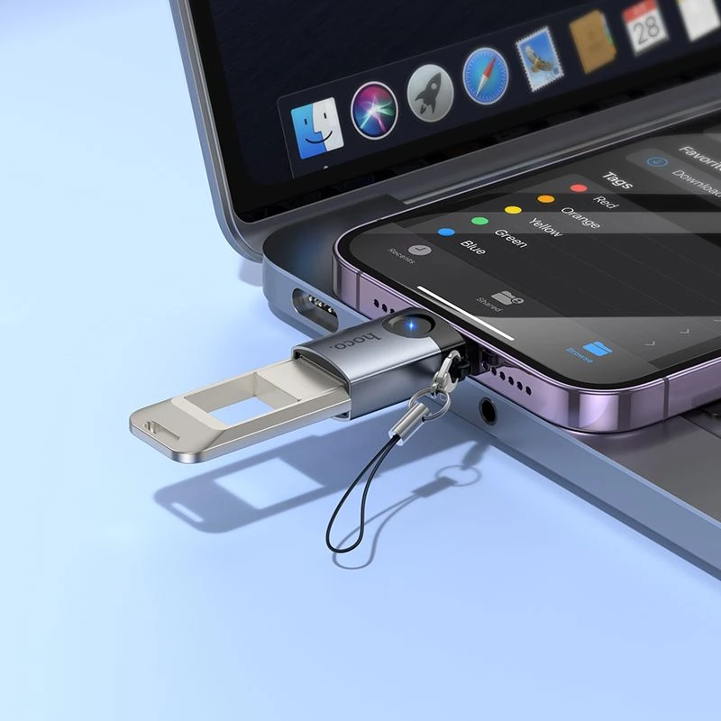 Adapteris OTG Lightning į USB A Hoco UA46 Victory pilkas