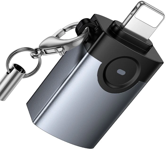 Adapteris OTG Lightning į USB A Hoco UA46 Victory pilkas