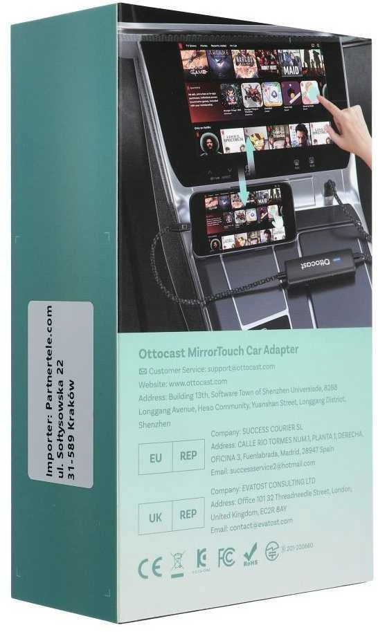 Car adapter OTTOCAST Mirrortouch CA450-T juodas