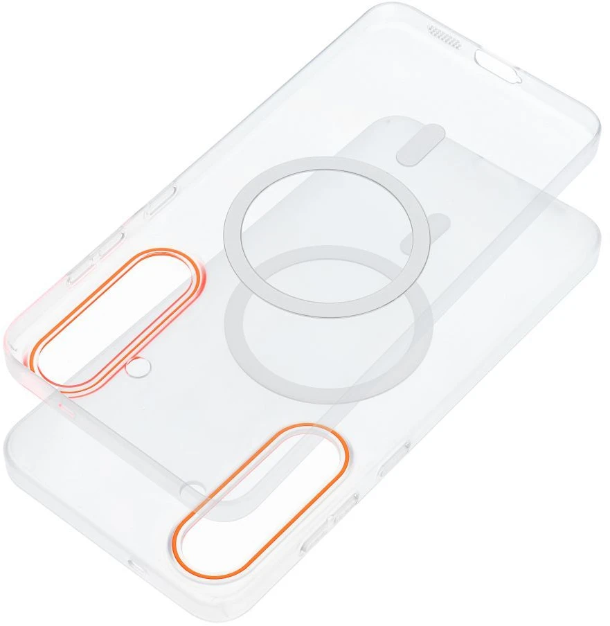 OEM dėklas, skirtas Honor 600 LITE Go, oranžinis, suderinamas su MagSafe, skaidrus